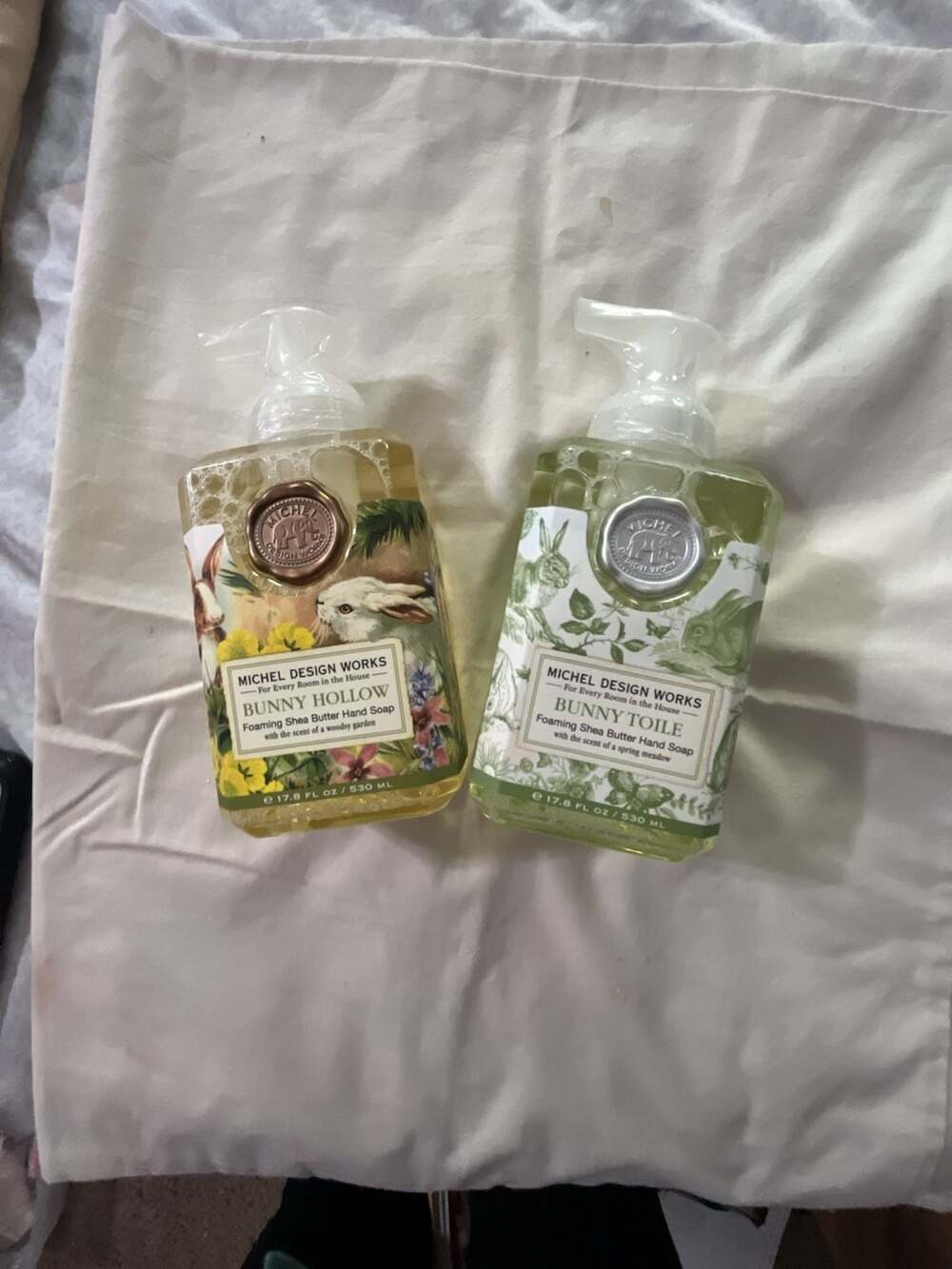 Michel Design Works Bunny Hollow & Bunny Toile  Shea Butter Hand Soap Set of 2